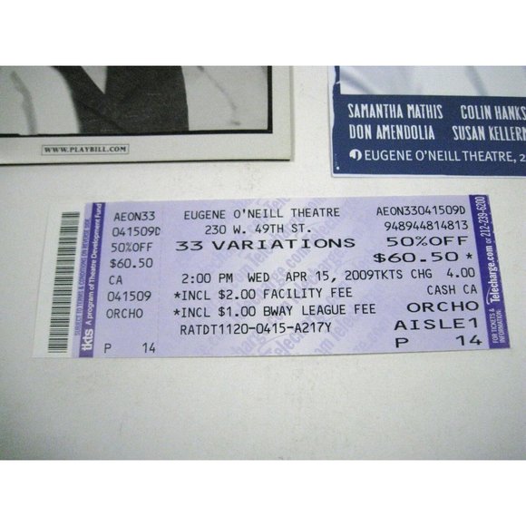 33 Variations Playbill April 2009 Eugene O'Neill Theatre Ticket Jane Fonda Hanks - Picture 3 of 7